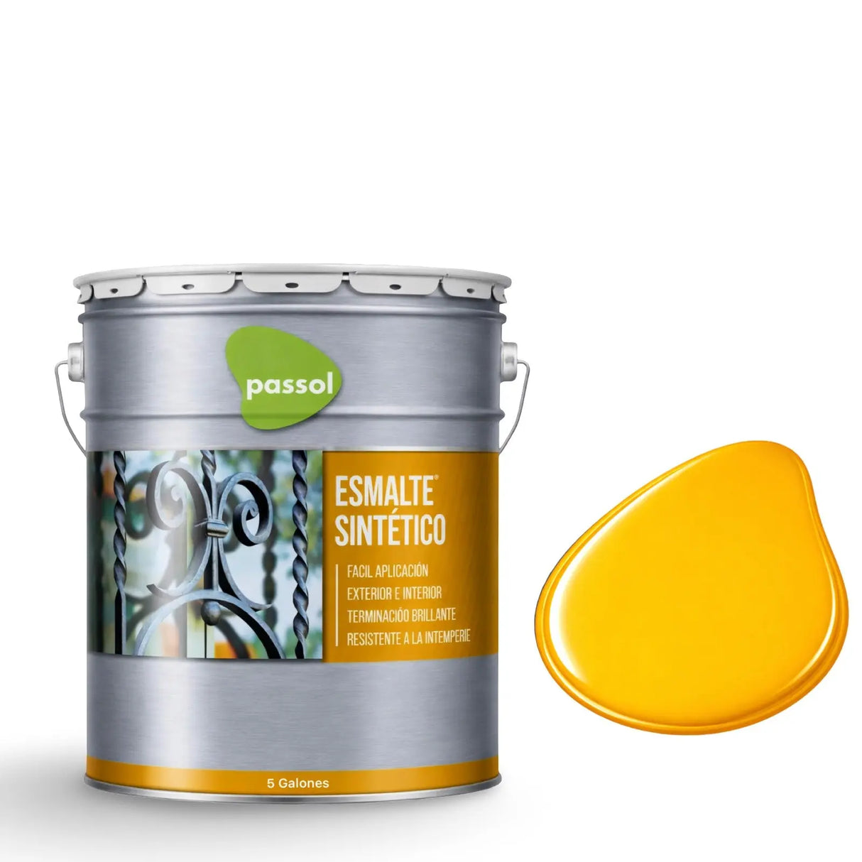 Esmalte Sintético Tineta 5gl PassolAmarillo ReyTineta 5 galónesPassol