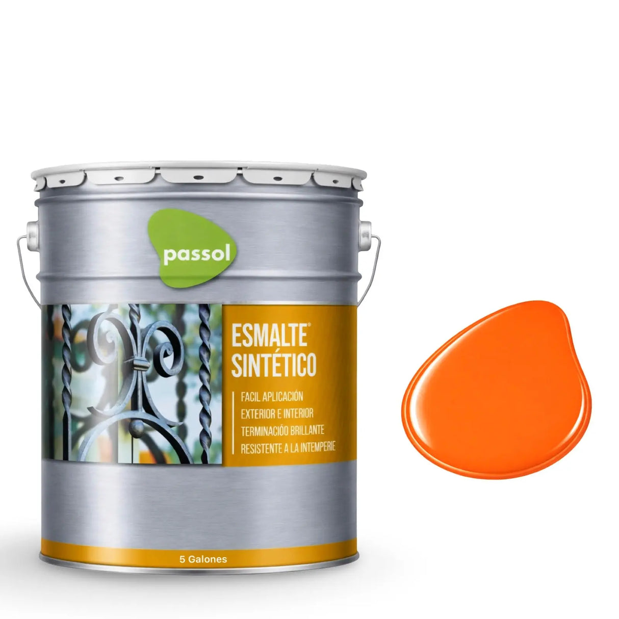 Esmalte Sintético Tineta 5gl PassolNaranjaTineta 5 galónesPassol