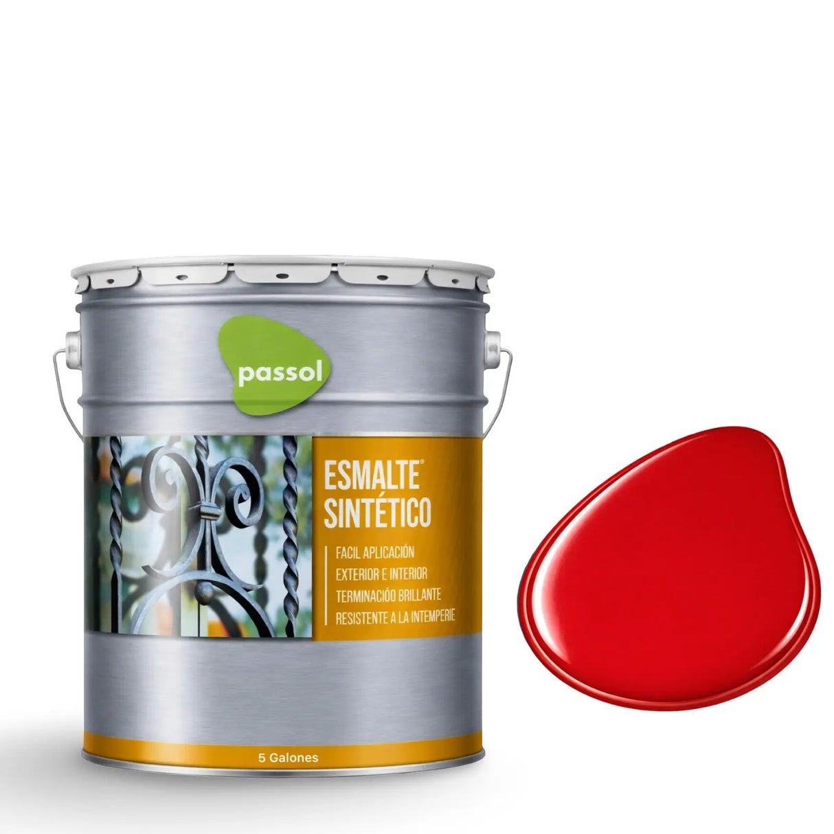 Esmalte Sintético Tineta 5gl PassolRojo BermellonTineta 5 galónesPassol