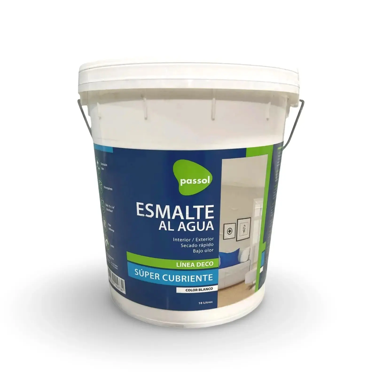 Esmalte al agua blanco balde 10lt Passol