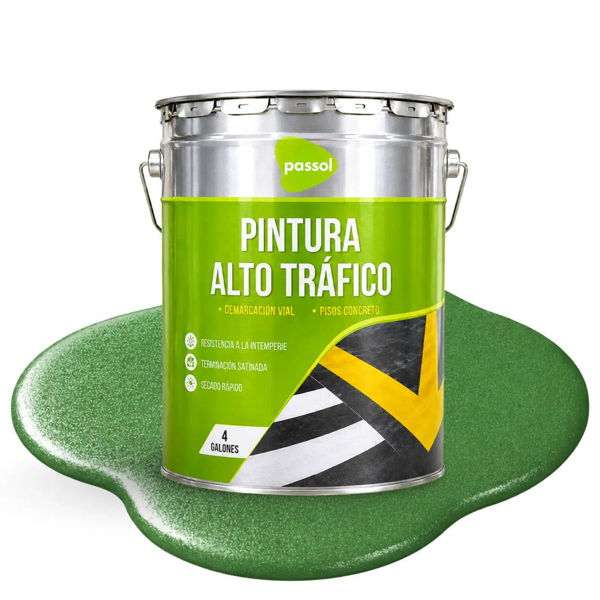 Pintura Alto Trafico ContrasteVerde R6010Tineta 4glPassol