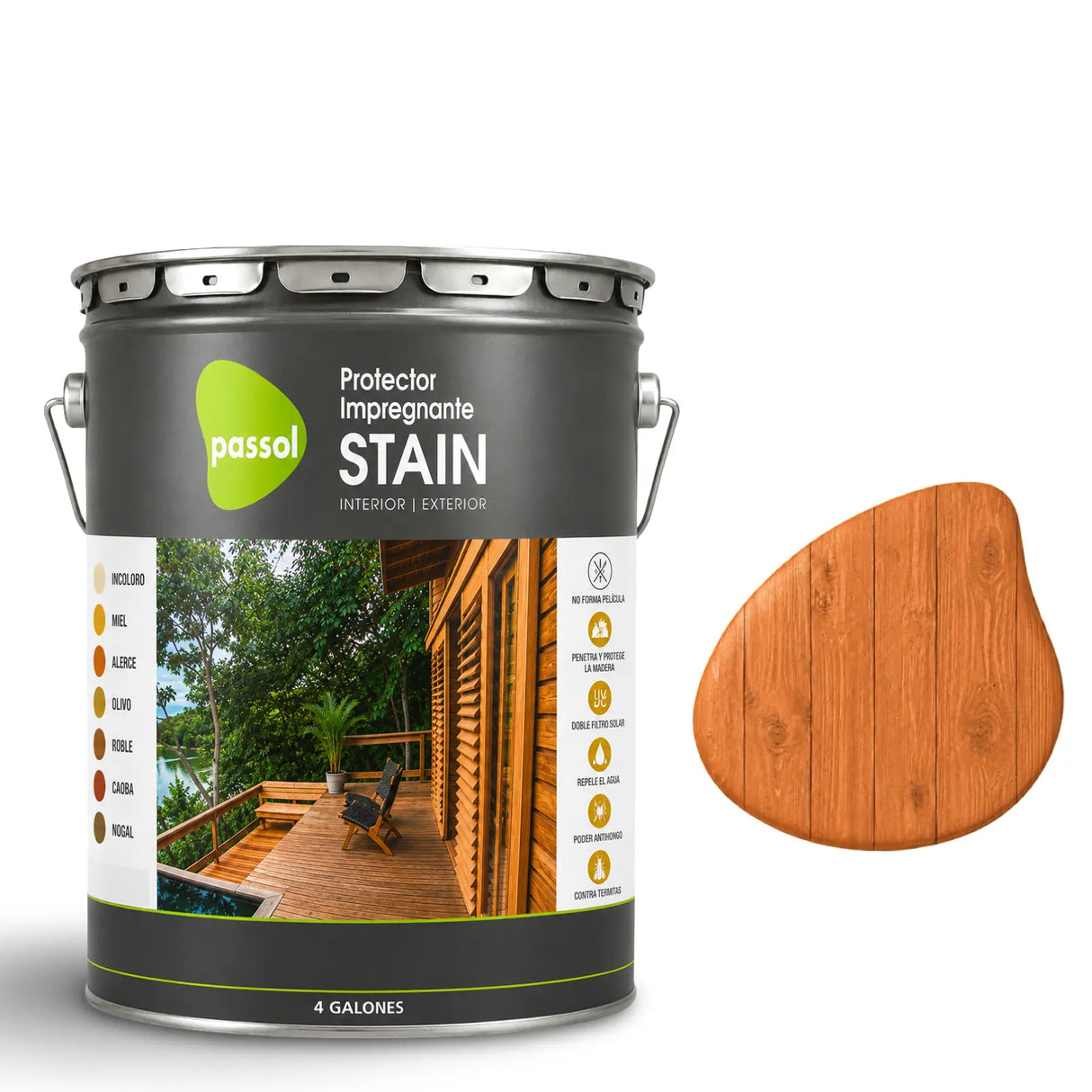 Stain Impregnante para Maderas PassolAlerceTineta 4 GalonesPassol