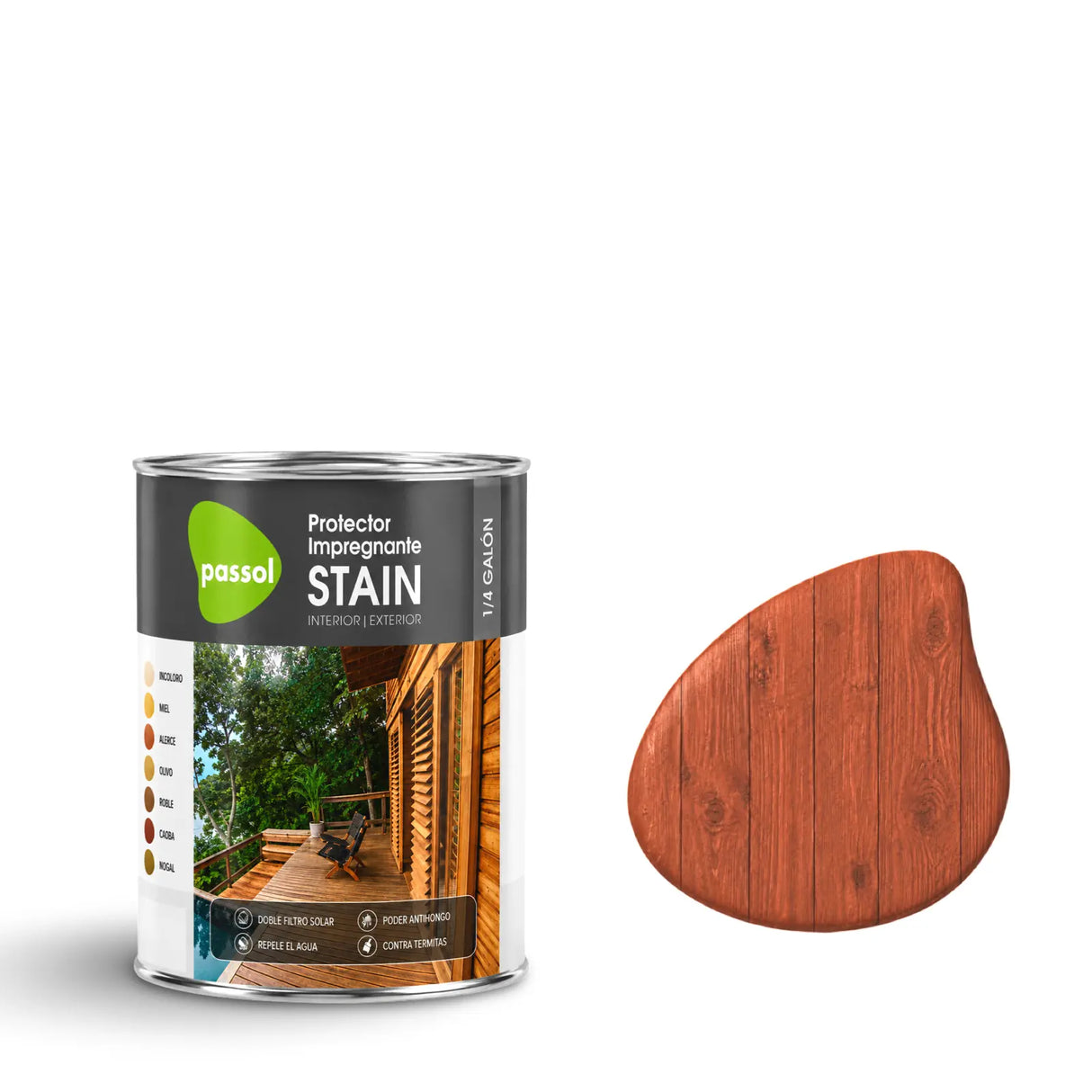 Stain Impregnante para Maderas PassolCaoba1/4 GalónPassol