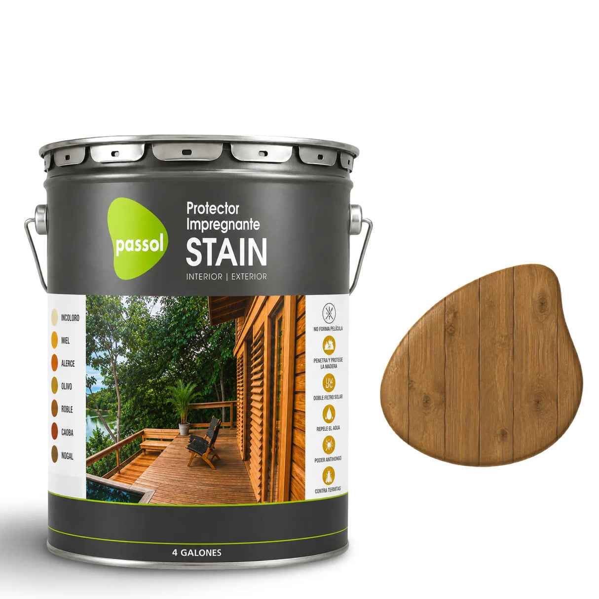Stain Impregnante para Maderas PassolNogalTineta 4 GalonesPassol