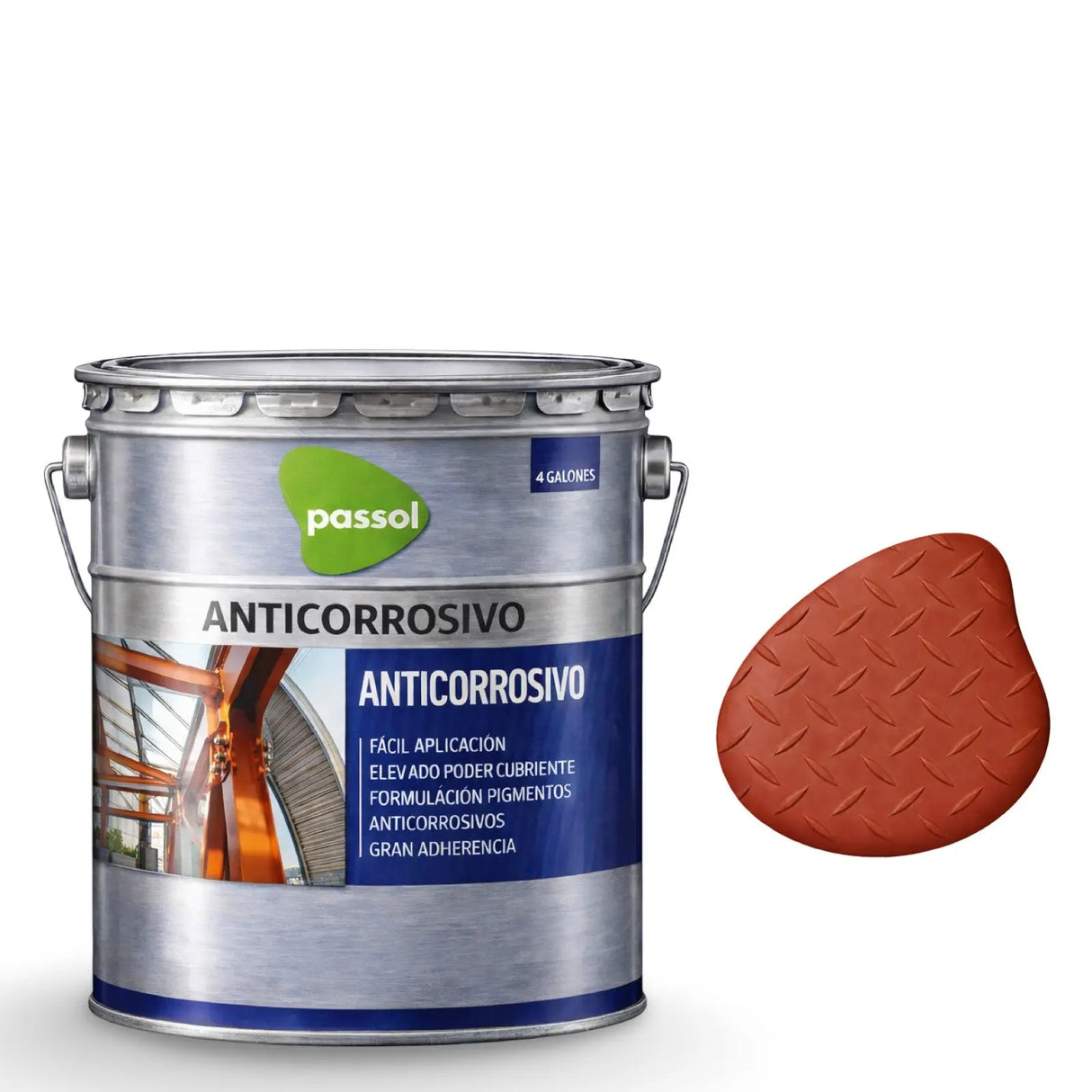 Antióxido / Anticorrosivo para Metal PassolRojo ÓxidoTineta 4 GalonesPassol