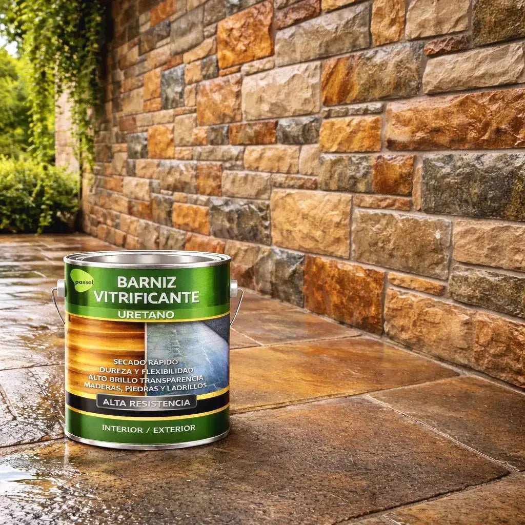 Barniz Vitrificante Uretano Madera Piedra BrillanteIncoloro1 GalónPassol