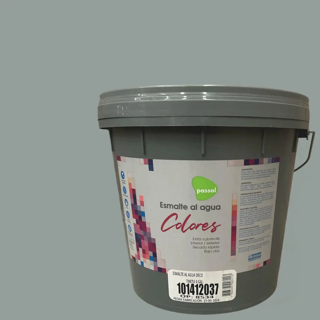 Esmalte al Agua Gris Acero Tineta 4gl Passol Passol