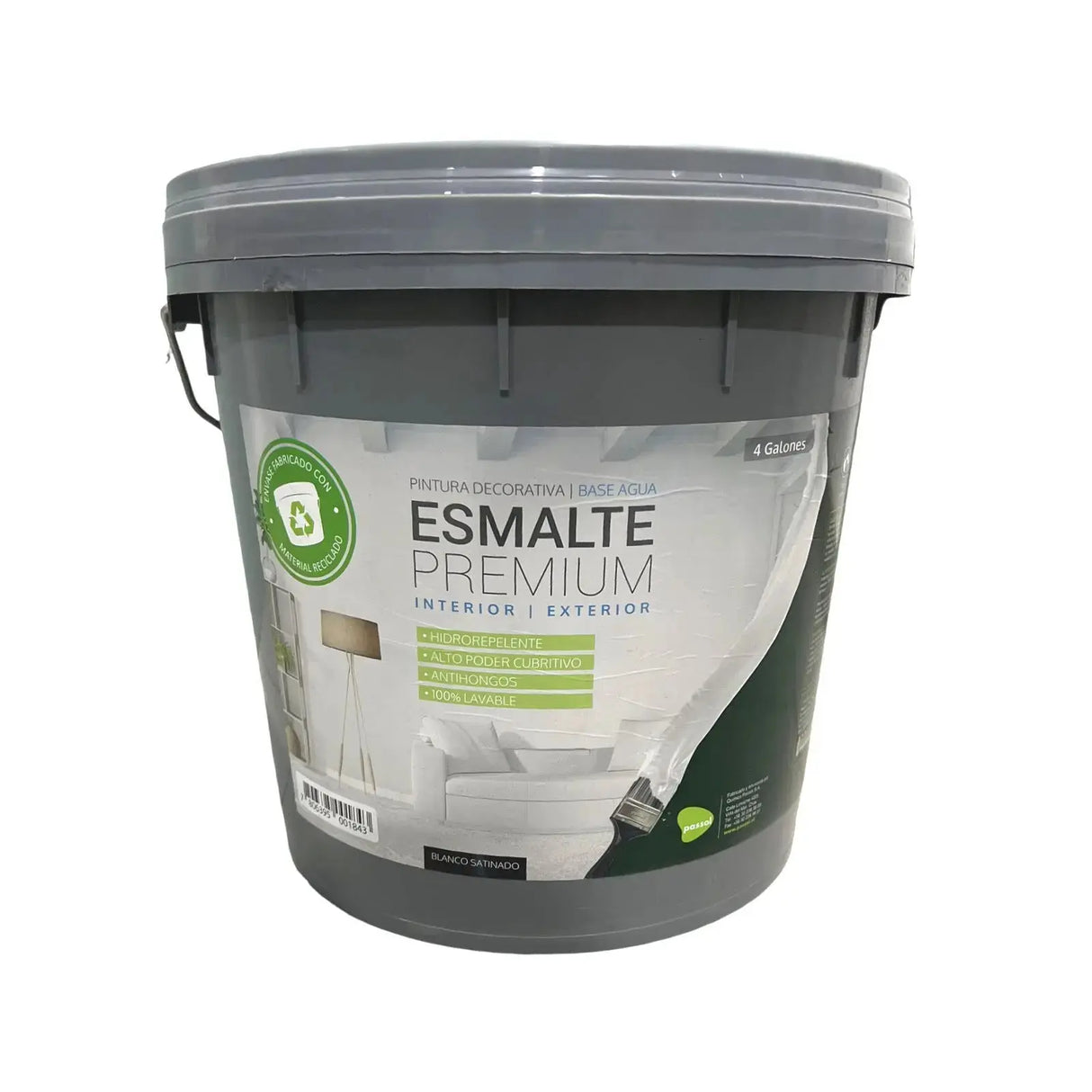Esmalte al agua Satinado Premium ColoresOstraTineta 4 GalonesPassol
