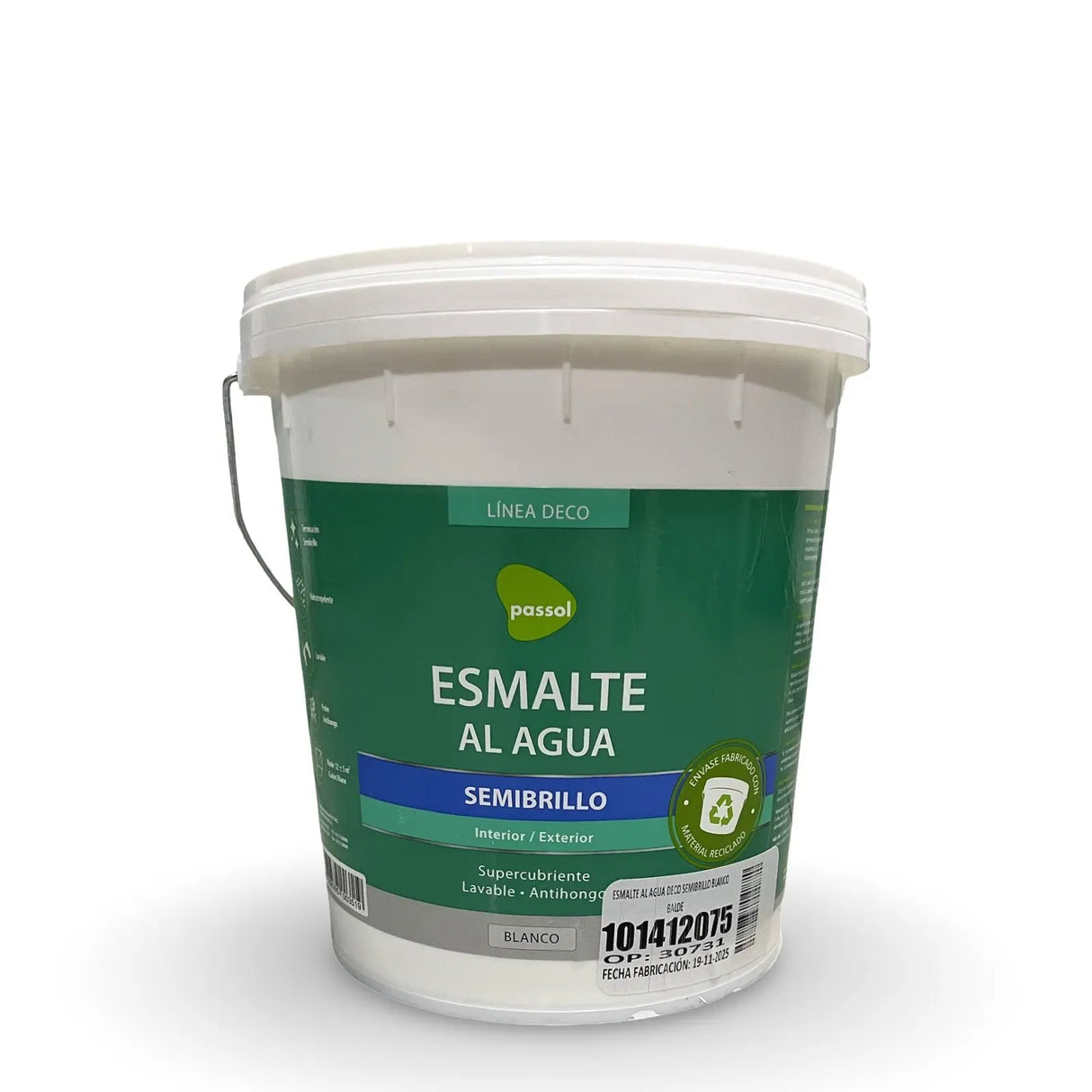 Esmalte al Agua Semibrillo Blanco Balde PASSOL