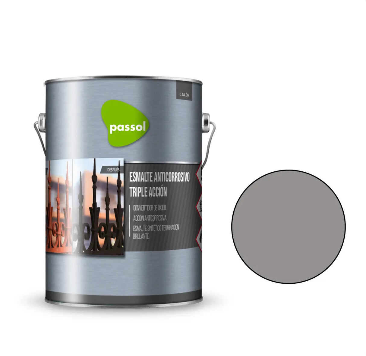 Esmalte Anticorrosivo Triple Acción gris perla Metal Passol Passol