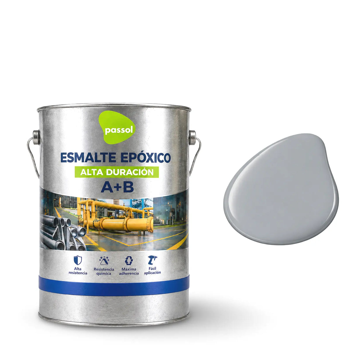Esmalte Epoxico Kit A+B PassolGris1 GalónPassol