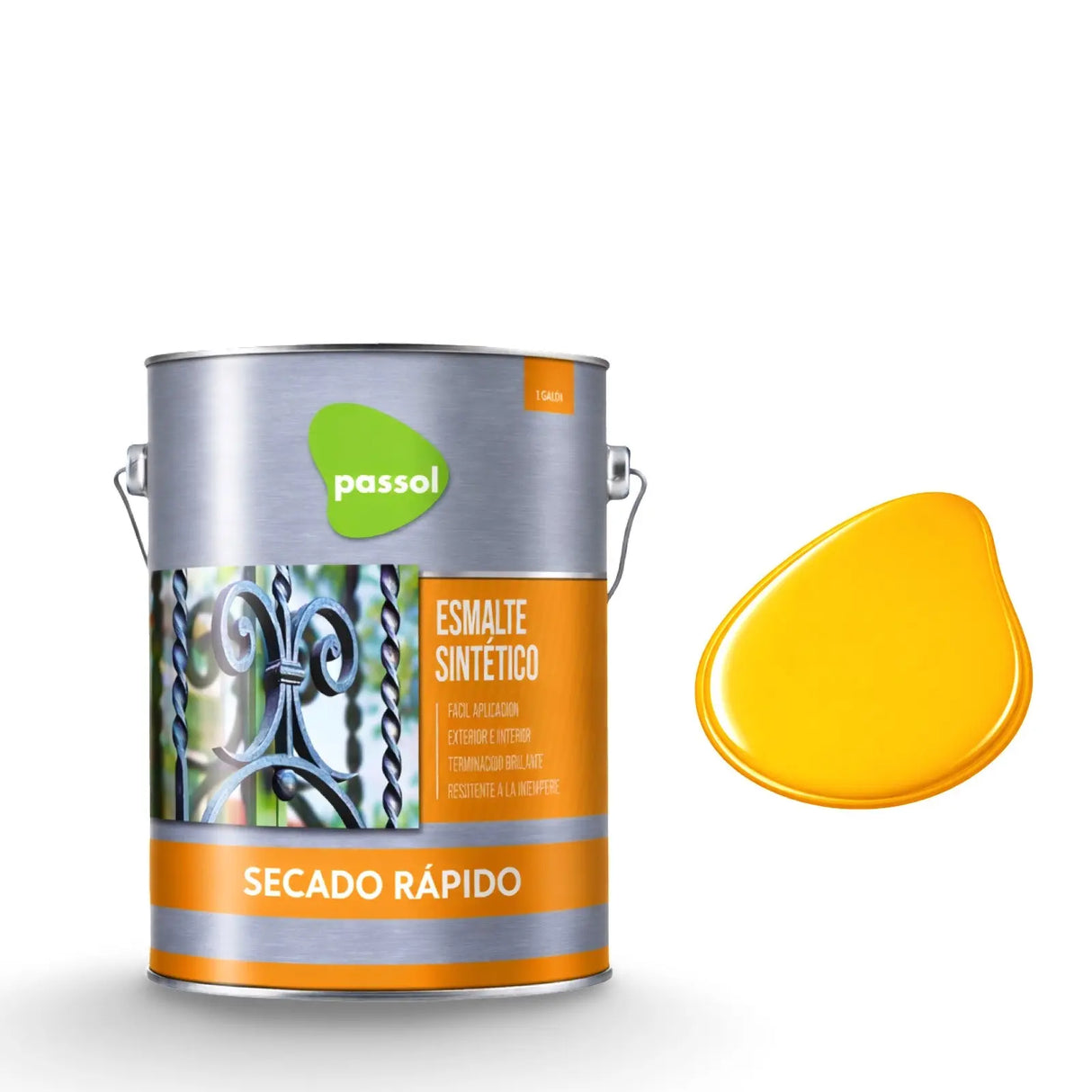 Esmalte Sintético Secado Rápido PassolAmarillo Rey1 GalónPassol