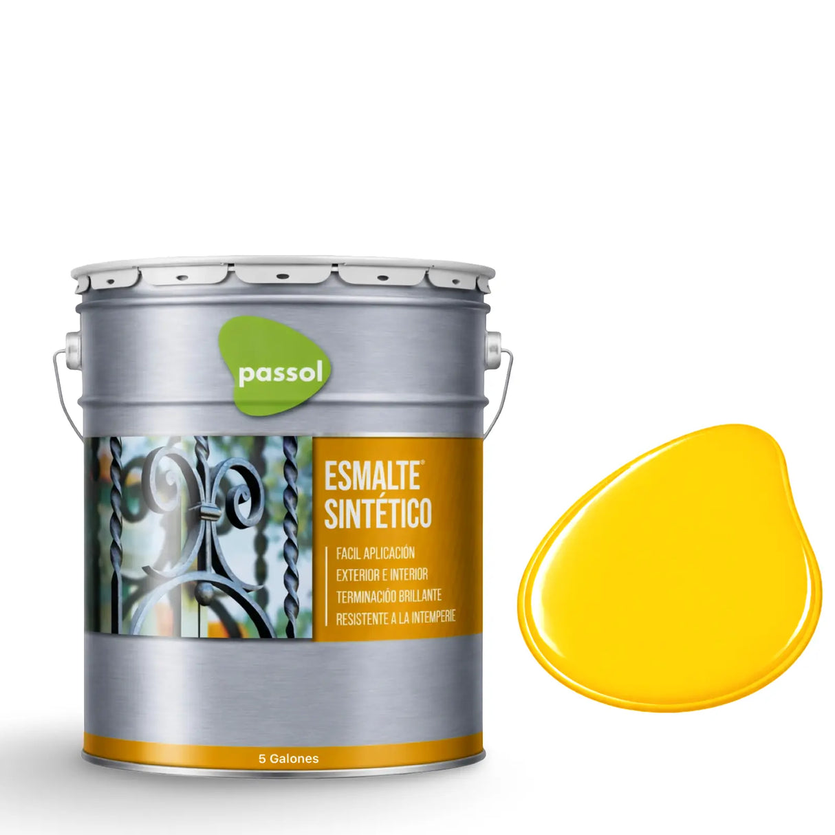 Esmalte Sintético Tineta 5gl PassolAmarillo OroTineta 5 galónesPassol