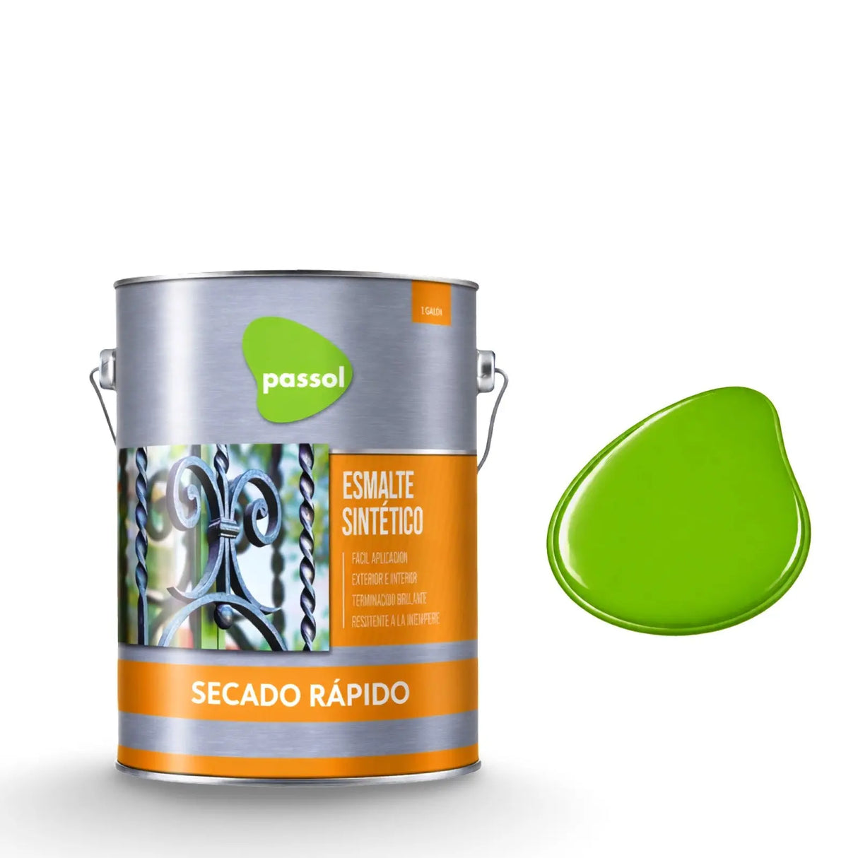 Esmalte Sintético Secado Rápido PassolVerde Manzana1 GalónPassol