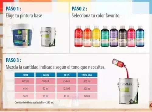Concentrado Pintura Tinte Base Agua 250 ml PassolAmarilloPassol