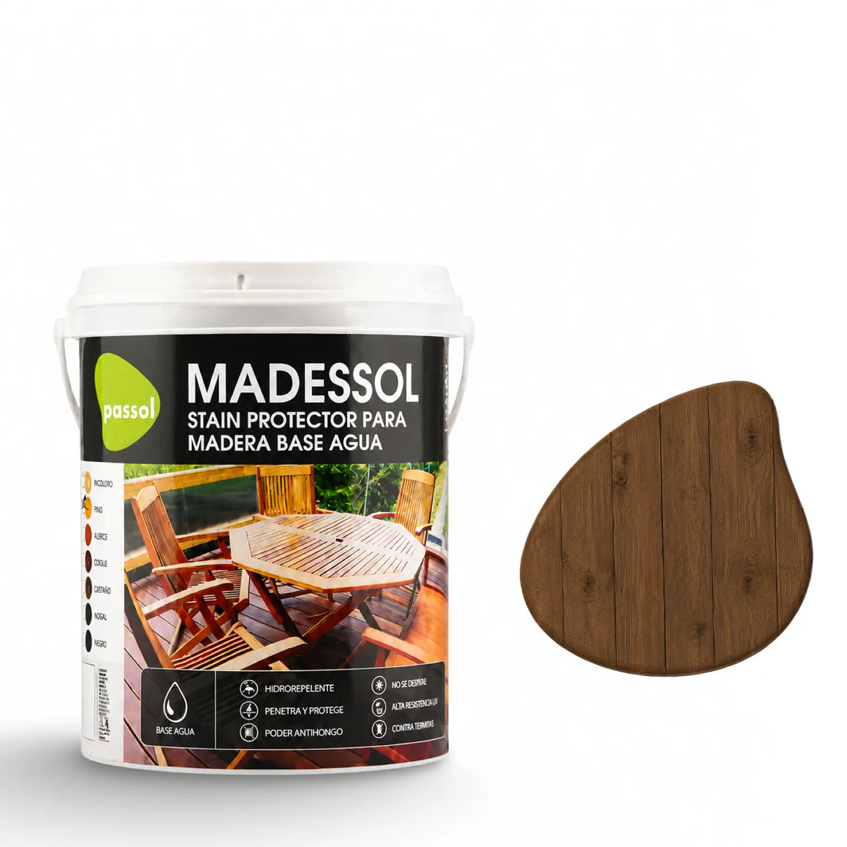 Madessol Protector Madera Stain al Agua PassolCastaño1 GalónPassol