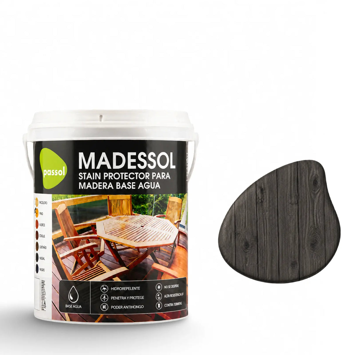 Madessol Protector Madera Stain al Agua PassolNegro1 GalónPassol