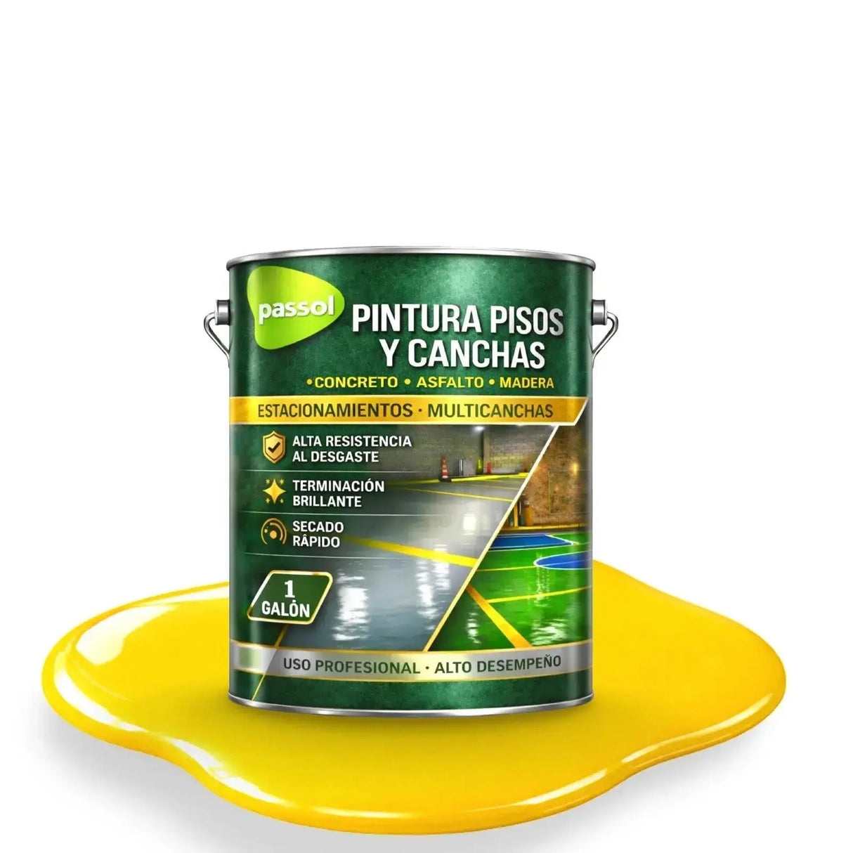 Pintura Pisos y Canchas PassolAmarillo1 GalónPassol