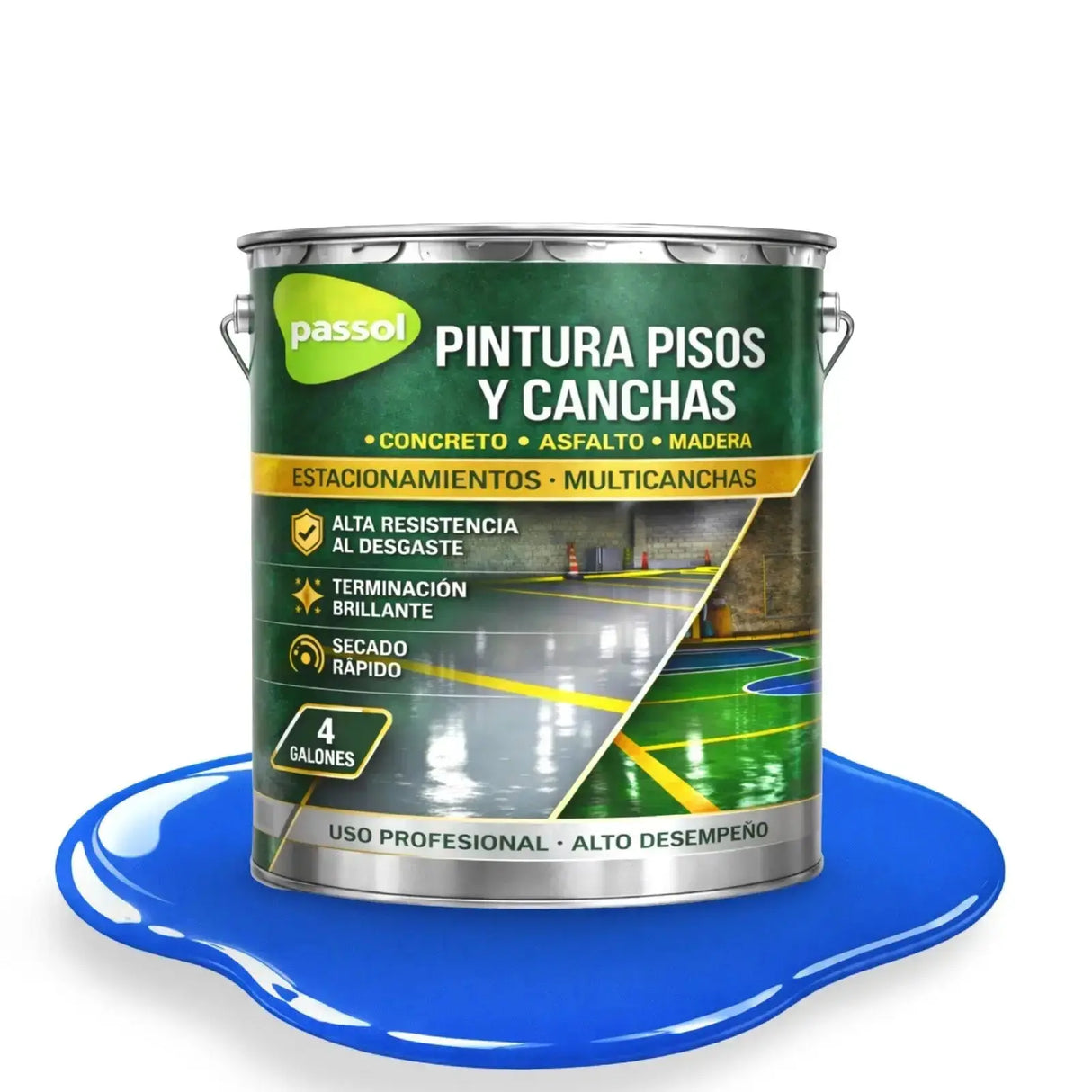 Pintura Pisos y Canchas PassolAzulTineta 4 GalonesPassol