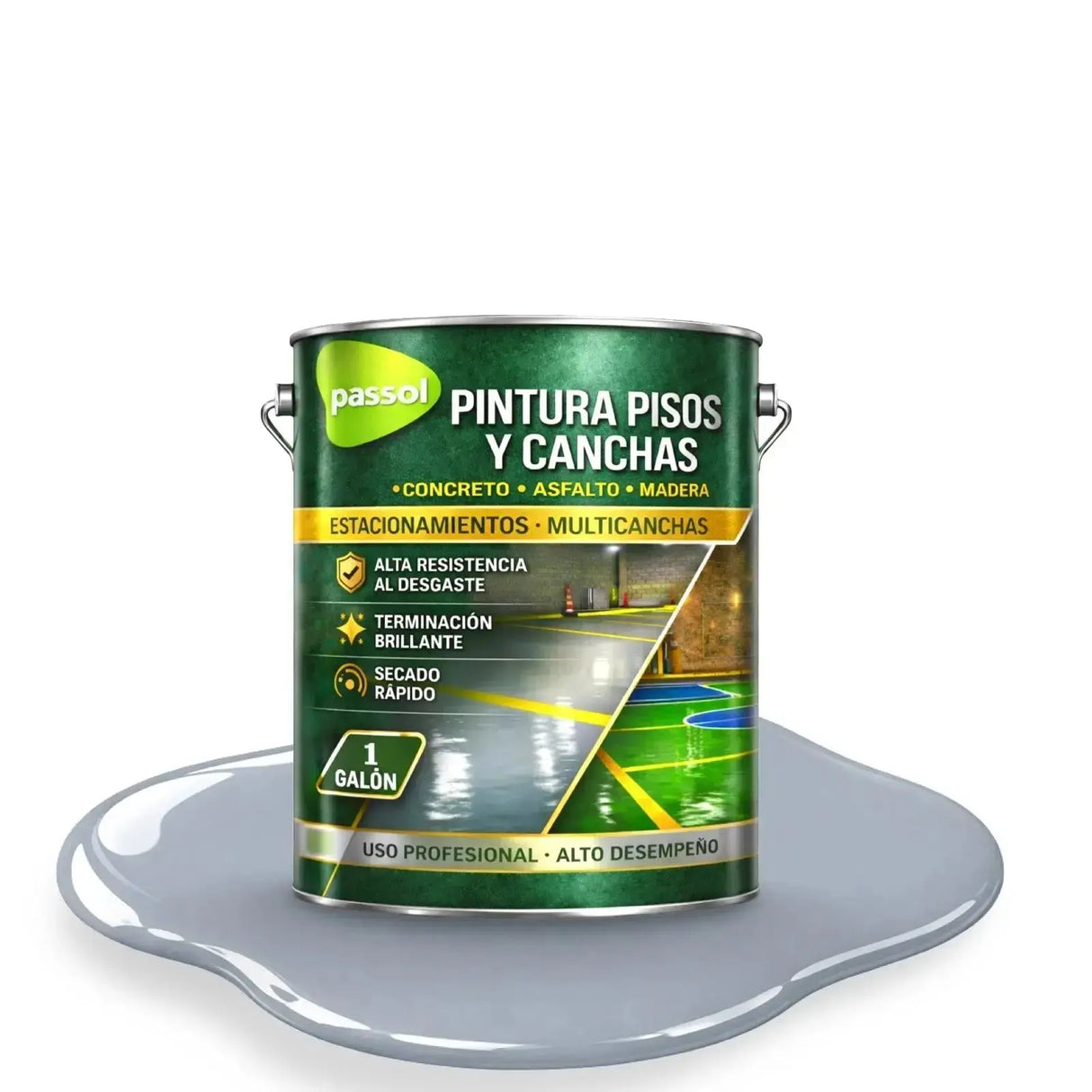 Pintura Pisos y Canchas PassolGris Perla1 GalónPassol