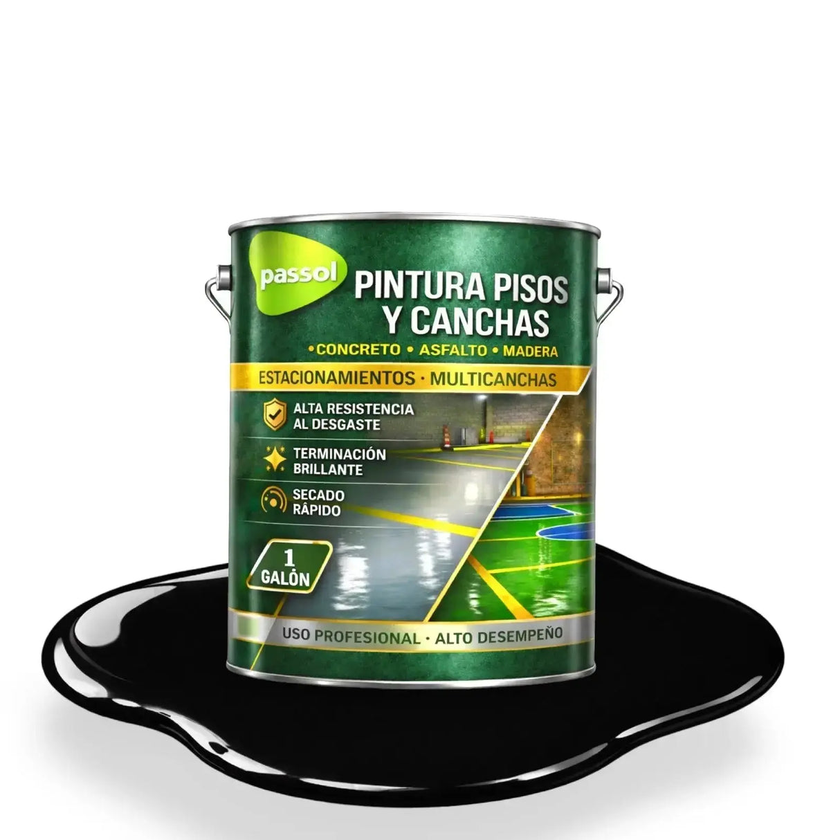 Pintura Pisos y Canchas PassolNegro1 GalónPassol