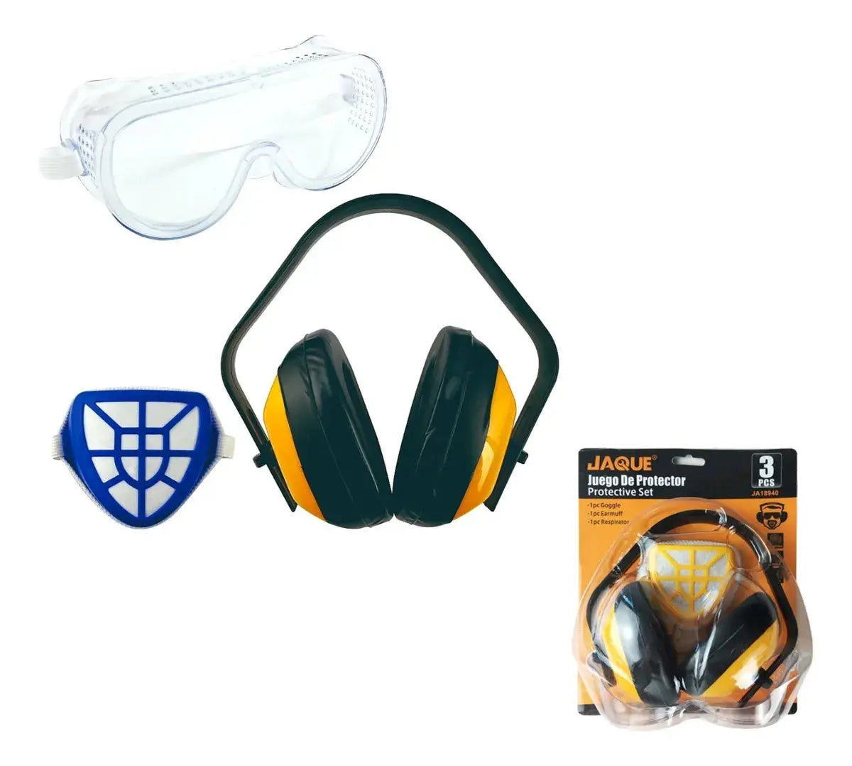 SET PROTECTOR AUDITIVO + LENTES + RESPIRADOR PASSOL