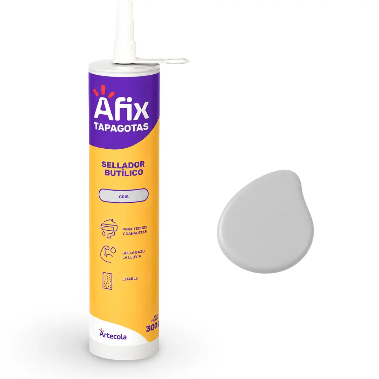 Silicona Tapagoteras Butílico Gris 300ml Afix GENÉRICA