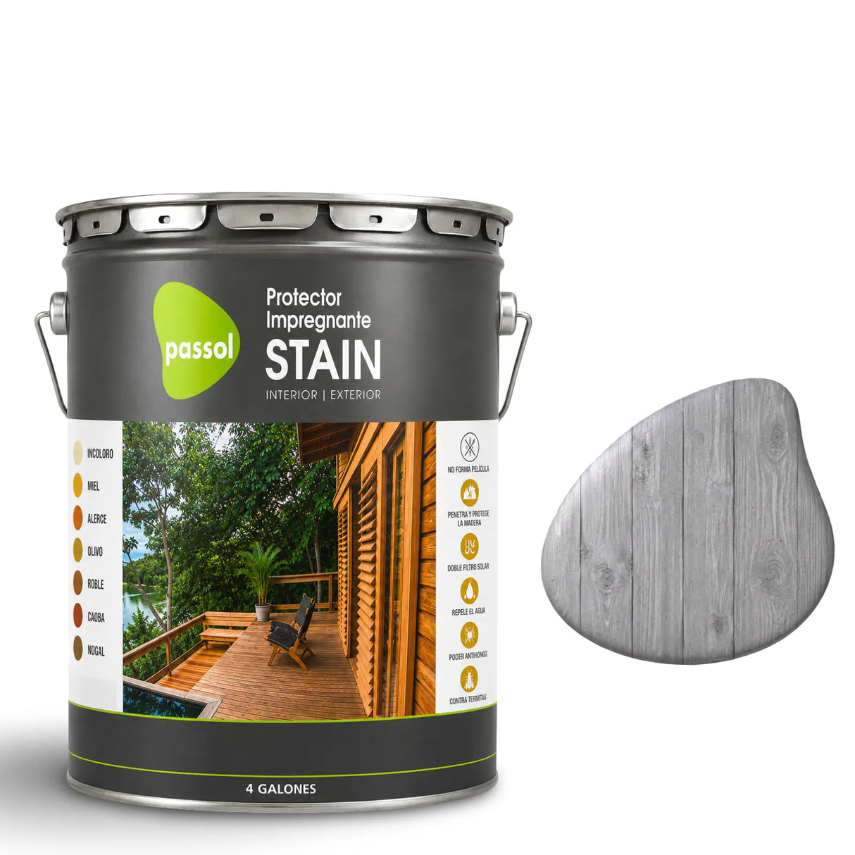 Stain Impregnante para Maderas PassolGrisTineta 4 GalonesPassol