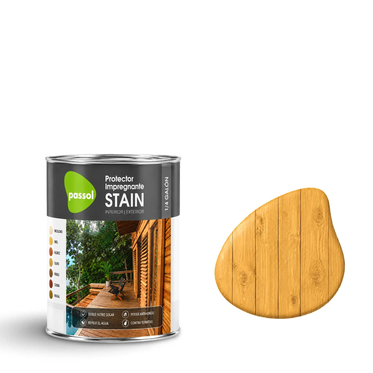 Stain Impregnante para Maderas PassolMiel1/4 GalónPassol
