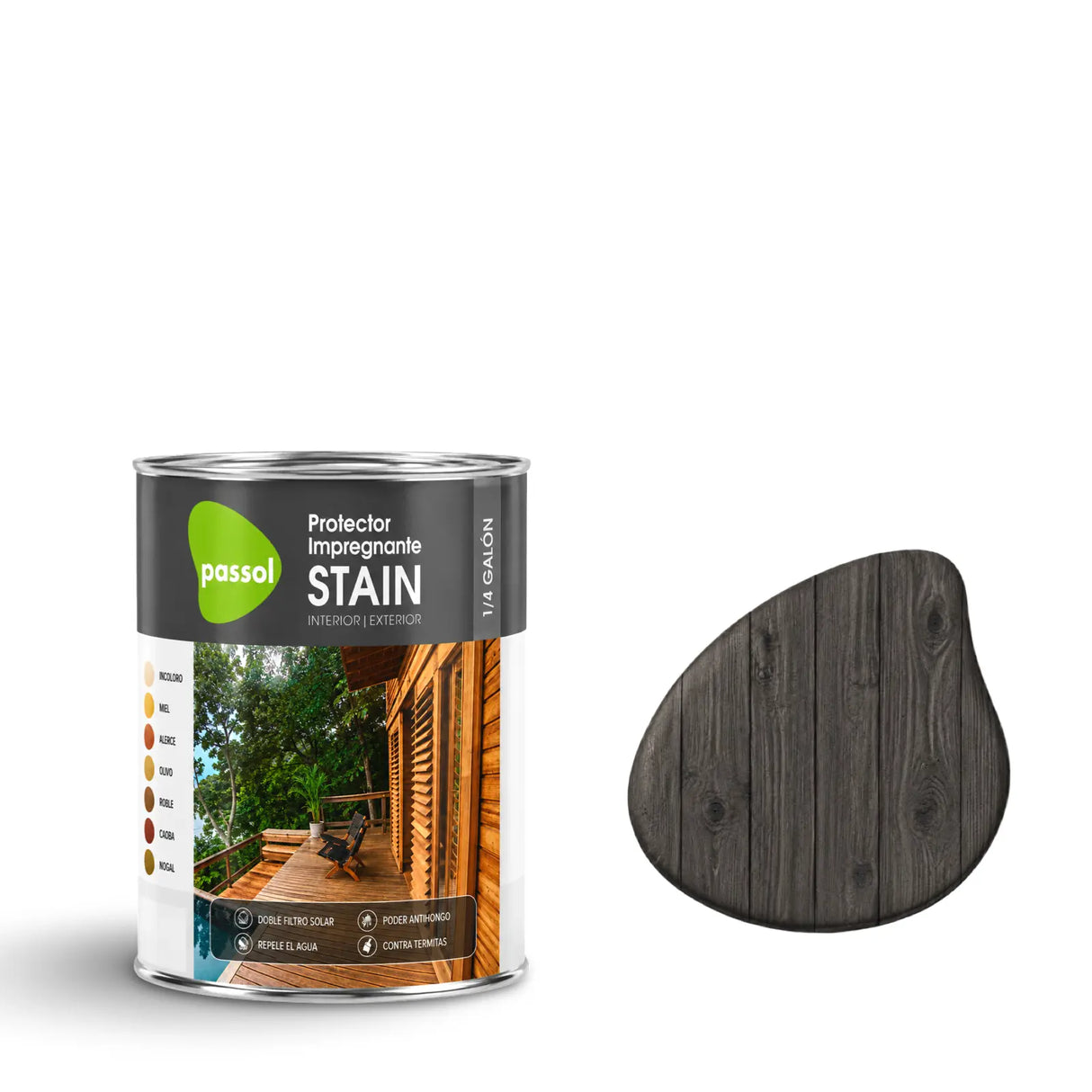 Stain Impregnante para Maderas PassolNegro1/4 GalónPassol