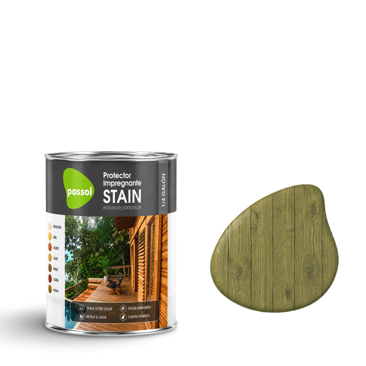 Stain Impregnante para Maderas PassolOlivo1/4 GalónPassol