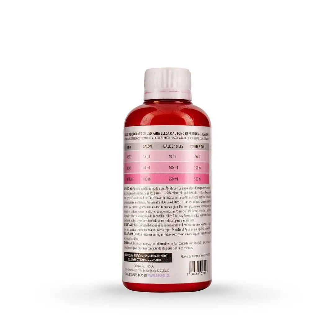 Concentrado Pintura Tinte Base Agua 250 ml PassolCarmínPassol