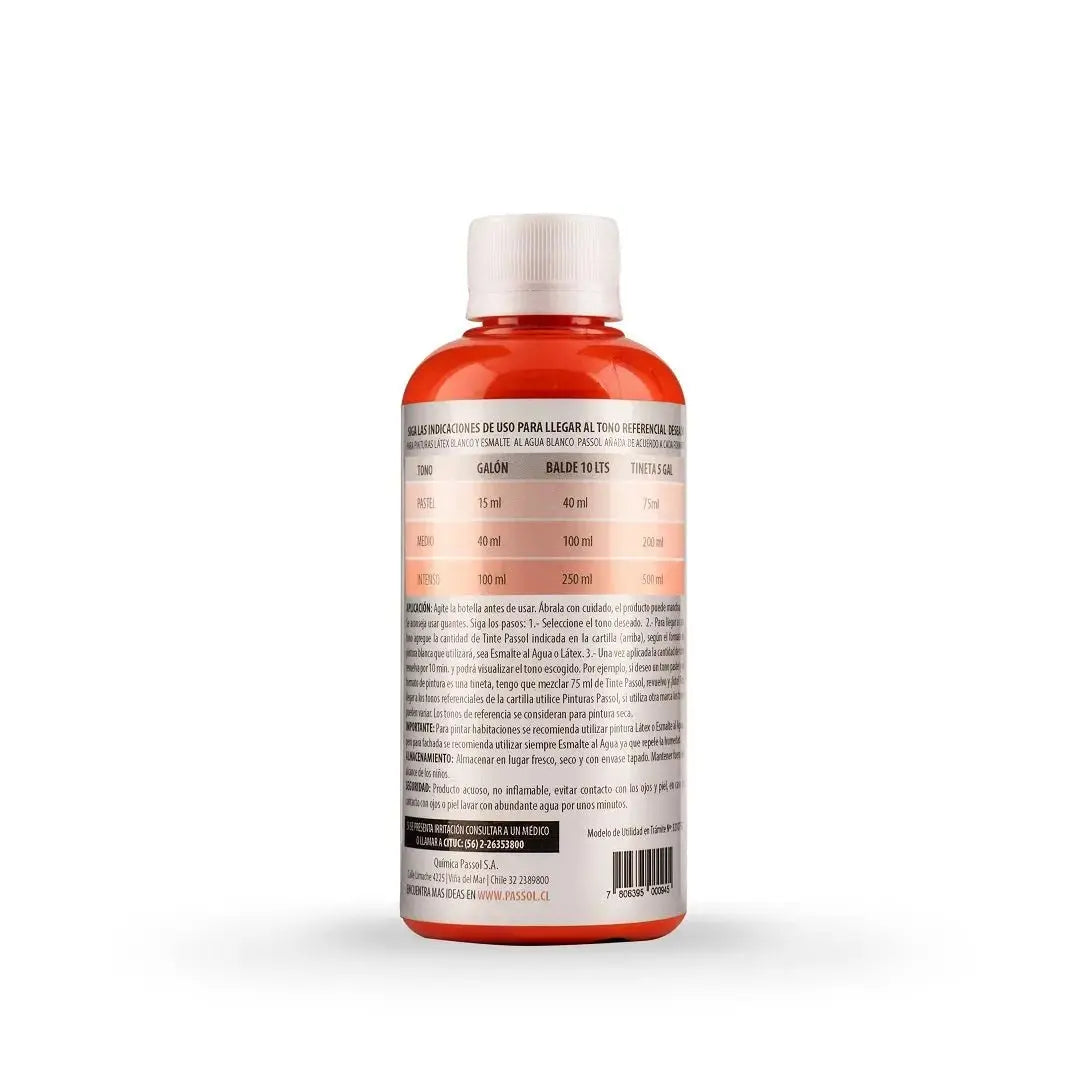 Concentrado Pintura Tinte Base Agua 250 ml PassolNaranjaPassol