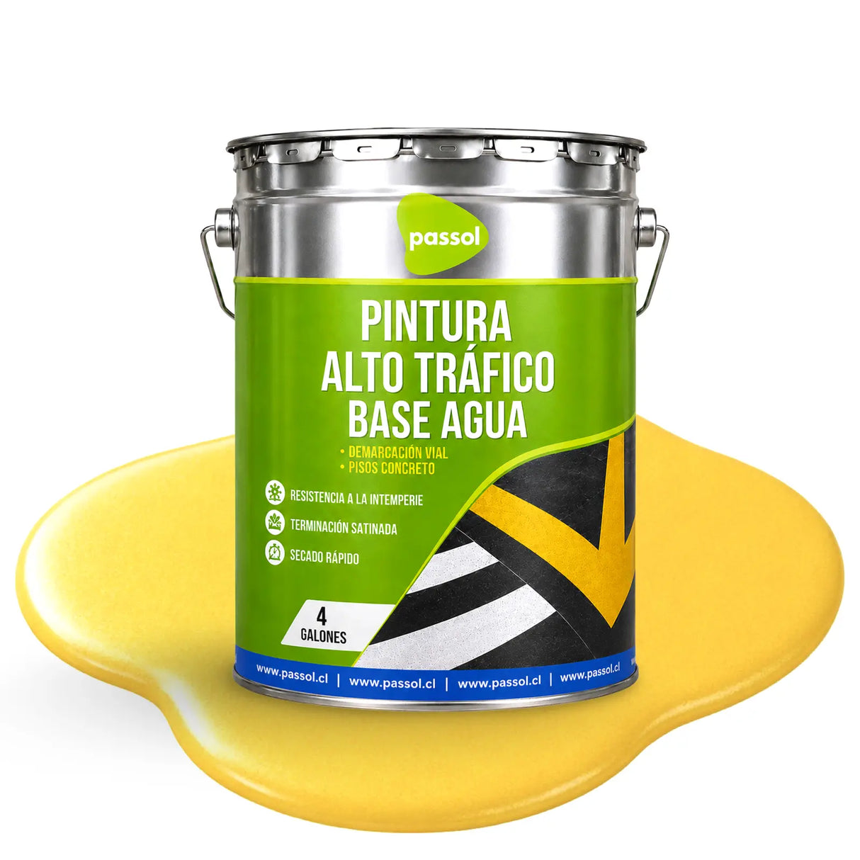 Pintura Alto Trafico Base Agua PassolAmarilloTineta 4glPassol