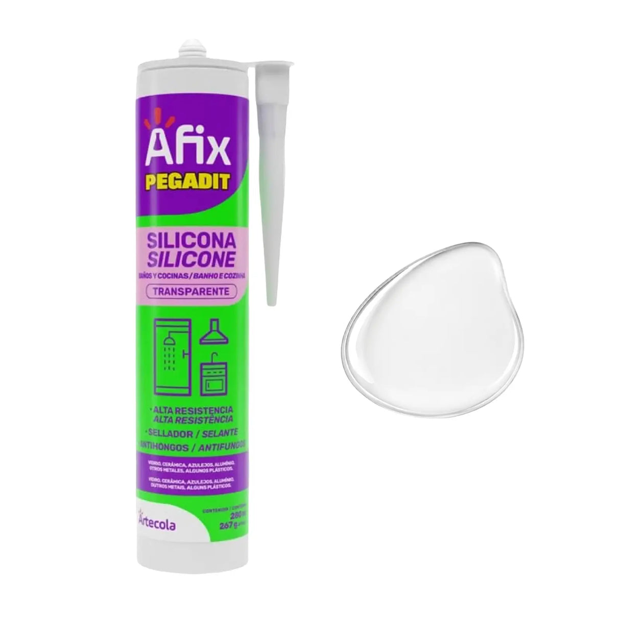 Silicona Acetica Baño y Cocina 267gr AfixTransparentePassol