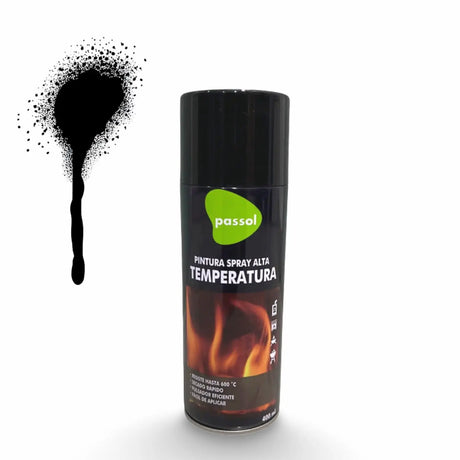 Pintura Spray Alta Temperatura Negro 400 ml PASSOL
