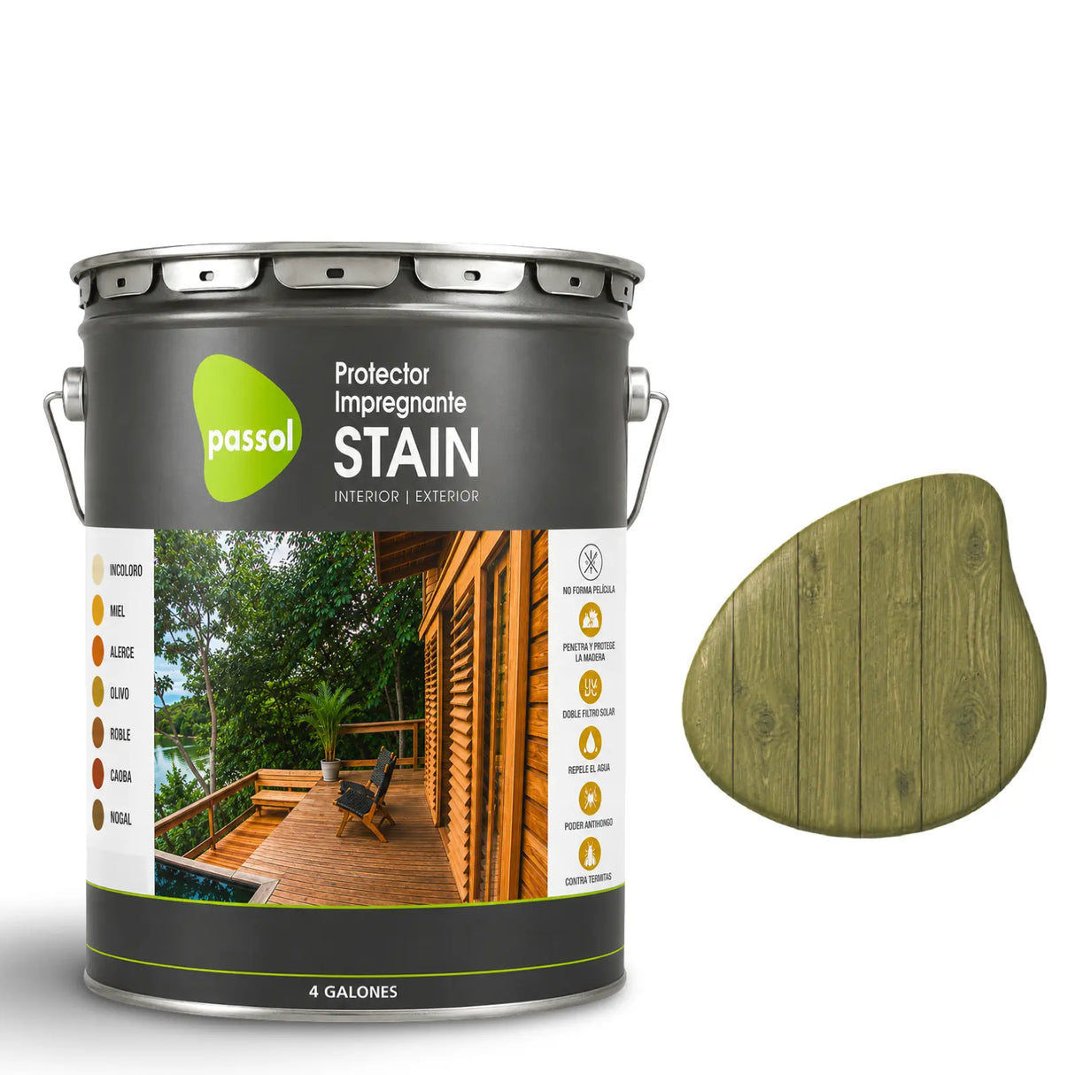 Stain Impregnante para Maderas PassolOlivoTineta 4 GalonesPassol