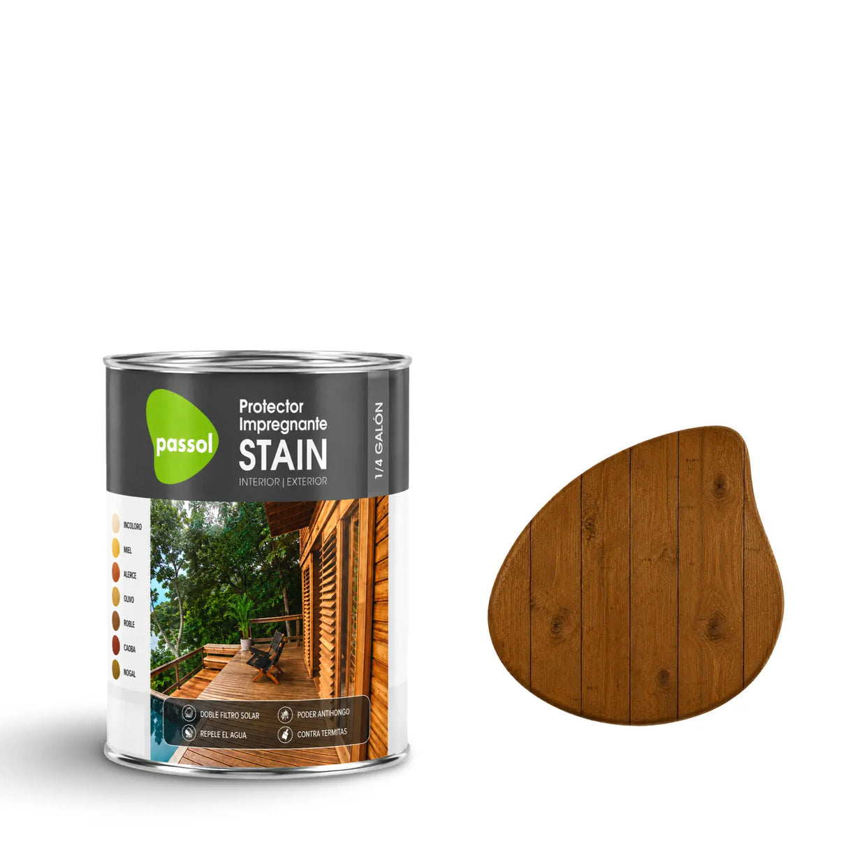 Stain Impregnante para Maderas PassolRoble1/4 GalónPassol