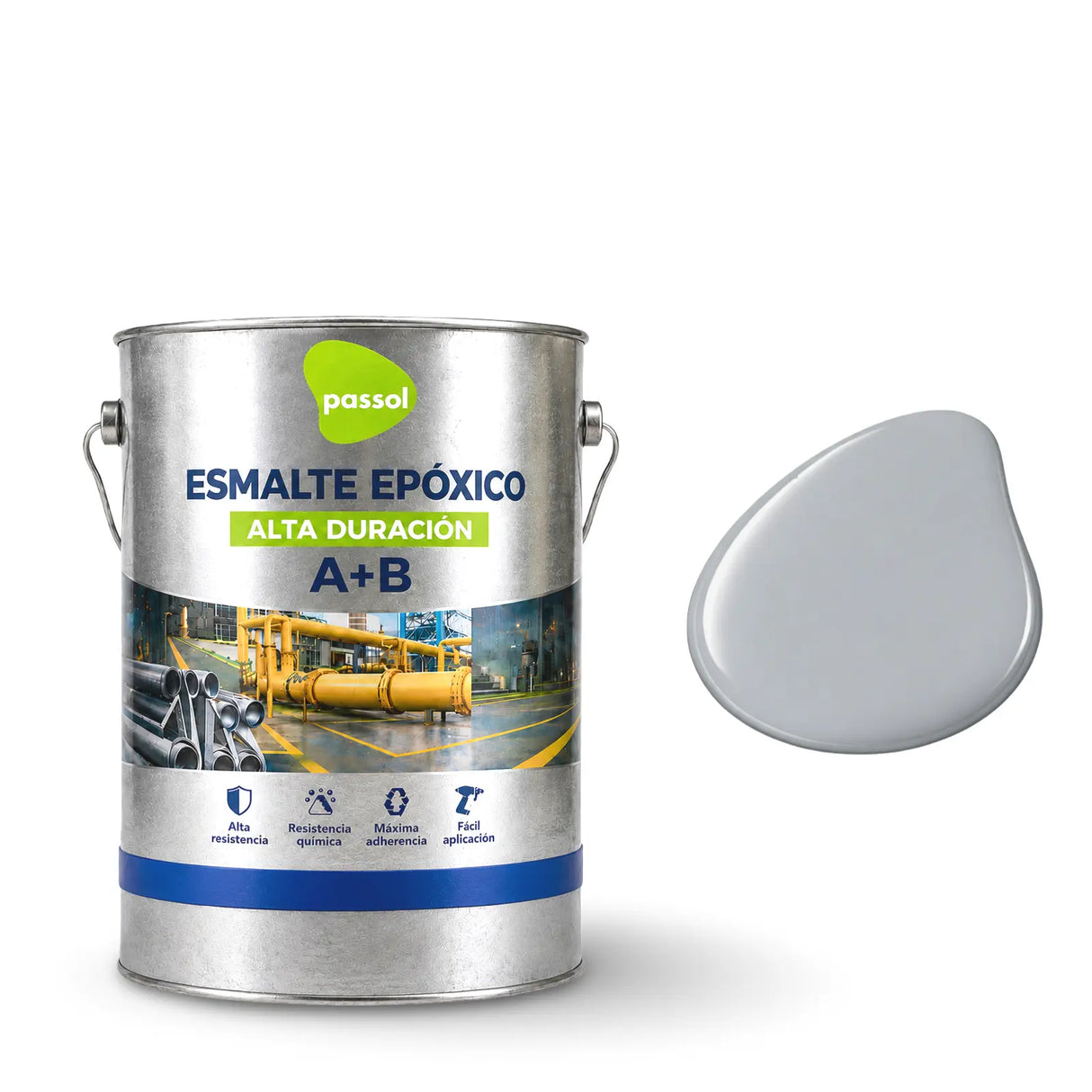 Esmalte Epoxico Kit A+B PassolGris Perla1 GalónPassol