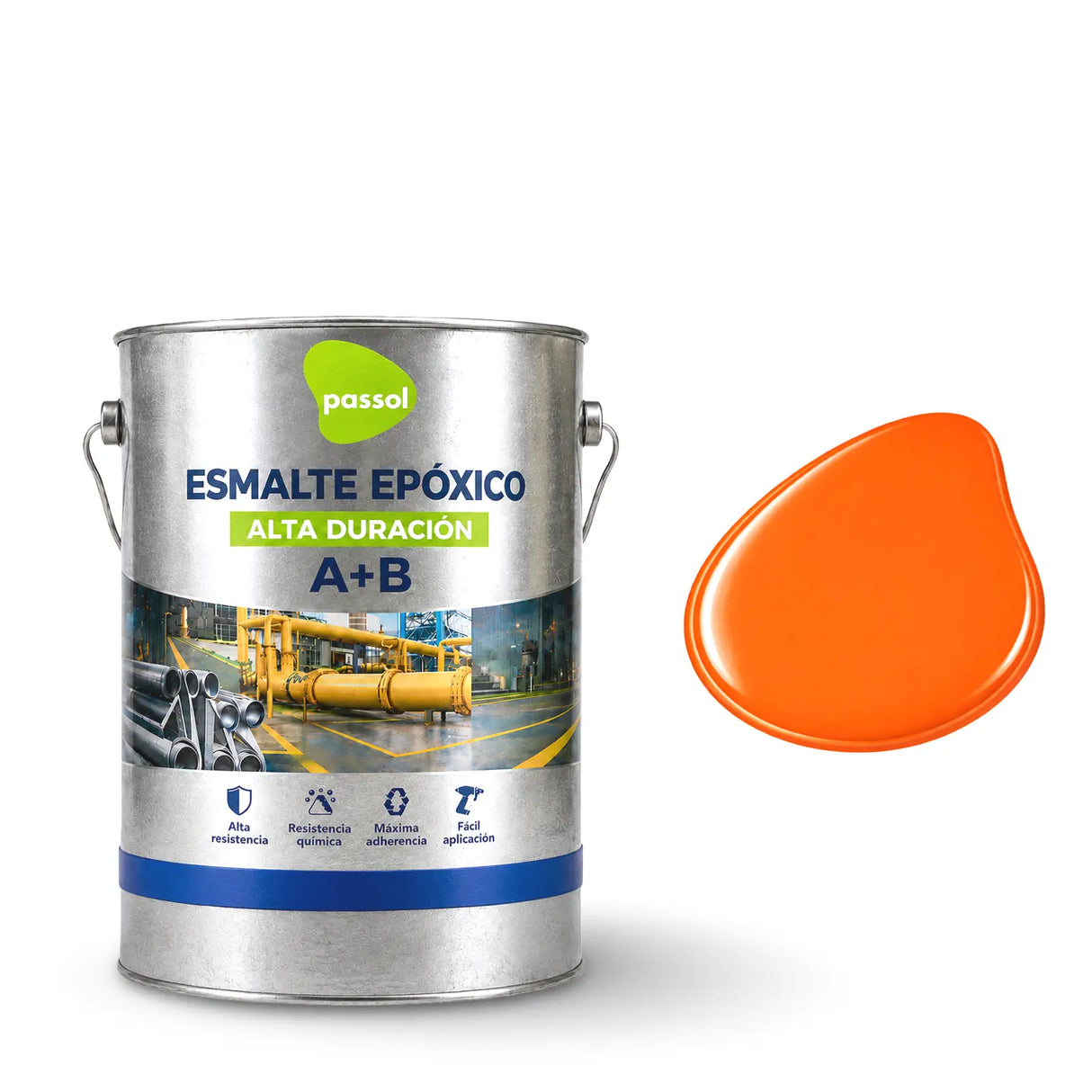 Esmalte Epoxico Kit A+B PassolNaranja1 GalónPassol