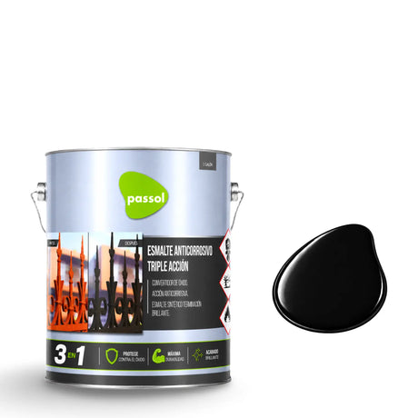 Esmalte Anticorrosivo Triple Acción Metal PassolNegro1 GalónPassol
