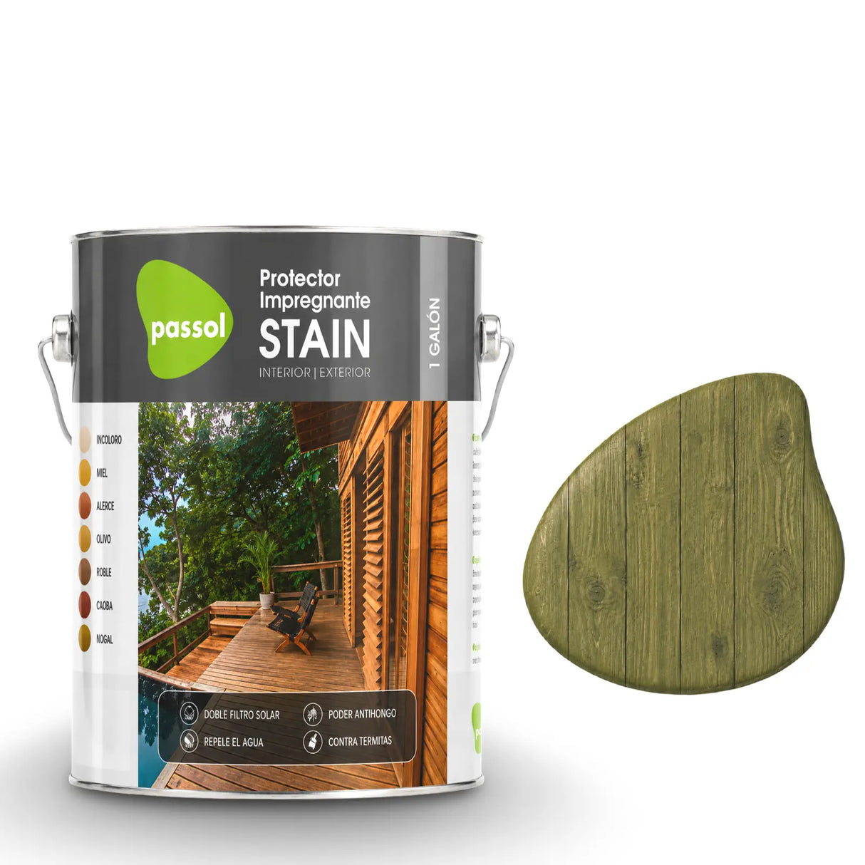 Stain Impregnante para Maderas PassolOlivo1 GalónPassol